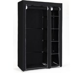 Armario de Tela, Organizador Textil Plegable, Zapatero, 175 x 110 x 45 cm, Color Negro LSF007