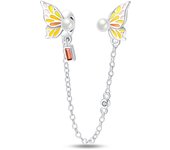 925 Sterling Silver Butterfly Pearl Noctilucent Safety Chain Beads Fit Pandora Original Bracelet Charms Beads Women's Jewelry Gift