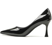 Charol, boca baja, zapatos sencillos, angora, espejo, nuevo estilo, punta puntiaguda, tacones altos, zapatos de mujer, PU