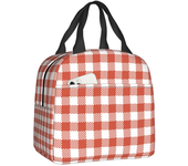 Black And White Gingham Lunch Box Women Geometric Checkered Plaid Cooler Thermal Food Insulated Lunch Bag For Work Picnic Bags
