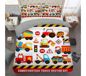Simple Cartoon Car Bedding Set Excavator Duvet Cover Bedroom Comforter Single Twin King ​Size Quilt Cover Home Textile 2/3PCS