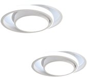 2PCS Plafones de techo LED de aluminio doble redondo blanco 32W 27*22*6CM  luz blanca 220V 6500K