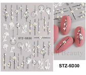 1Pcs Sakura Stickers For Nails 5D Embossed Spring Cherry Blossom Tulip Peony Flowers Petals Sliders Manicure Decoration