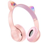 Wireless Headphone Cute Cat Ears Gaming Earphone With Flash Light Stereo Bass Bluetooth-Compatible Headset For Kids Girls
