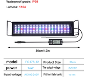 30-60cm Aquarium 24/7 Full Spectrum Lighting LED Light With Thermometer And Memory Function Fish Tank  Plant Lamp IP68 100V-240V