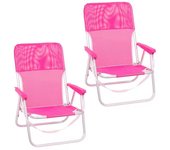 Pack of 2 fixed folding beach chairs with low aluminum and textilene seat lola home
