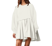 Oversized Sweatshirt Dress Women Long Sleeve Crew Neck Patchwork Pullover Tops Sweatshirt Jump Mini Dress