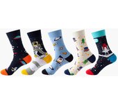 5 Pairs Women&Men Funny Socks With Print Novelty Crazy Crew Dress Socks Colorful Cute Cartoon Animal Fashion Warm Socks