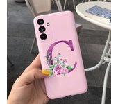 For Samsung Galaxy A14 Case Letters A To Z Pink Flowers Printing Back Case Phone Cover On Fundas Samsung A14 SM-A146B Soft Coque