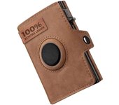 Men's Leather Wallet With Coin Pocket AirTag Positioning Clip RFID Anti Magnetic Anti-Theft Card Swiping Bag