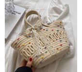 Rope Woven Handmade Woven Bag Retro Storage Cotton Handbag Handmade Countryside Style Beach Bag