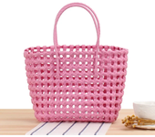 Women's Shopping Basket PVC Woven Hand Bag Carrying Colorful Waterproof Beach Bag Plastic Storage Basket Daily Necessities Bags