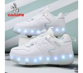 2025 Verano Nuevo Dos Ruedas Niñas Cuatro Ruedas Flash Deslumbramiento Color Recoger Rueda Zapatos De Los Niños Patinaje Sobre Ruedas Zapatos