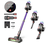 Aspiradora Escoba Fregona inalambrica Potente Aspiradora Coche Antiacaros Barredora de Mano Sin Cable Mascotas Blossom V22 , Succión 45000Pa, Autonomía 60 Min, Varilla Flexible 180°, Cepillo Anti Enredos, Luz Verde, Pantalla LED