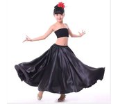 1pcs/lot children belly girl satin solid dancing 360 degree skirt
