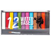 Profesional 12 colores de pintura de la cara del cuerpo, soluble en agua,sombra de ojos brillo delineador de ojos, pigmento