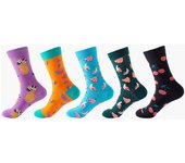 5 Pairs Women&Men Funny Socks With Print Novelty Crazy Crew Dress Socks Colorful Cute Cartoon Animal Fashion Warm Socks