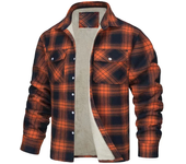 2025Chaqueta de lana a cuadros para hombre, abrigo informal de algodón suelto, forro grueso de franela, ropa de exterior cálida, abrigo de trabajo, S-5XL de otoño e invierno
