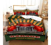 Cars Duvet Cover Traditional Old Car Race Nostalgic American Car Bedding Set Classic Cars Polyester Quilt Cover for Boys Teens