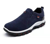 New Men Slip on Hiking Shoes PU Leather Climbing Footwear Male Outdoor Light Soft Rubber Sole Jogging Trekking Walking Sneakers