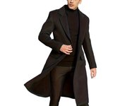 GASL-Abrigo de gabardina informal de talla grande para hombre, chaqueta de un solo pecho con cuello de solapa para otoño/invierno
