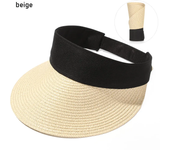 Sombrero de Playa portátil plegable, sombrero para el sol de Ala Ancha, Gorra de paja informal rollable para Verano, Viseras para Mujer