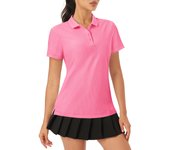MAGCOMSEN Women's Polo Shirts Short Sleeve Golf Tennis Shirt 4-Button Sports Collared Quick Dry Textured Tops