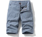 Men's Summer Casual Cargo Shorts Multiple Pockets 100% Cotton Loose Short Pants Fashion Solid Color Fit Elastic Waist Shorts Men