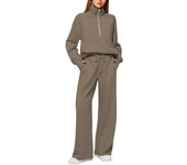 2-piece oversized sweatshirt, half zip, wide leg sweatpants, TRE casual, 2024