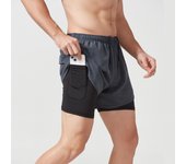 Men's 2-in-1 sports shorts, designed fast running in the gym, with a mobile phone pocket polyester spandex outdoor materials for