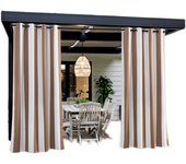 RYB HOME Vertical Stripes Outdoor Curtain Drape Blackout Blocking Fade Resistant with Grommet Rust-Proof for Porch&Beach&Patio