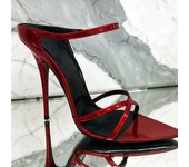 New Pointed Toe Stiletto Heels Red   One Strap Half  Fashion Versatile  Heel Women's Sandals