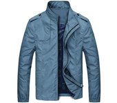 Chaqueta Hombre Casual Trech Primavera ustada Cuello Manga Larga Diseño Patch Shoulder Material de Poliéster Resistente Agua al