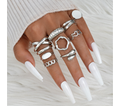 5pcs/Set Chunky Geometric Asymmetrical Stacked Metal Open Rings Set Smooth Exaggerated Cocktail Ring For Women Party Jewelry New