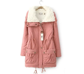 Winter coat, cotton jacket, medium length, thin waist, scarf jacket, thick women's coat