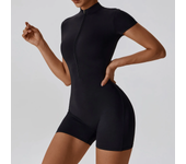 Yoga Set Women's One-Piece Suit Zipper Short Sleeve Gym Push Up Workout Clothes Fitness Short Bodysuit Sportswear Jumpsuits
