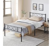 Cama  Metal con somier, Cama Doble/Individual,  Cama con cabecero, Cama  Invitados, Cama Juvenil, para Dormitorio, habitación  Invitados, 90 x 200 cm/Negro
