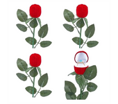 4Pcs Rose Ring Box Red Rose Shape Earring Ring Jewelry Boxes Romantic Proposal Ring Case Gift Box Packaging