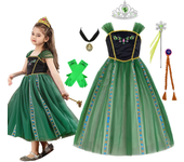 Disfraz de princesa Anna verde para niñas pequeñas, disfraz de Halloween, vestido elegante para fiesta de cumpleaños, vestido de vacaciones carvinal