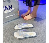 Flip-flops for women summer new butterfly crystal transparent flip-flops for outdoor wear non-slip durable flip-flops sandals