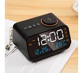 Mordern FM Radio LED Alarm Clock for Bedside Wake Up. Digital Table Calendar with Temperature Thermometer Humidity Hygrometer.