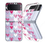 For Samsung Galaxy Z Flip 5 Flip 4 Flip 3 Love Heart Cloud Pattern Phone Case For Samsung Z Flip5 Flip4 Flip3 Clear Back Cover