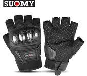 SUOMY Summer Motorcycle Short Cycling Gloves Comfort Breathable Motocross Gloves Stainless Steel Protective Shell Moto Gloves Non-slip