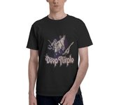 Men's Deep Purple Burn T-Shirt Crew Neck Tee Summer Casual Short Sleeve Tops Black
