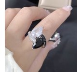 Original design sweet cool style light luxury name slow ring female plated 18K obsidian retro bright princess pink ring