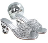 35-43 yardas de gran tamaño zapatos de las mujeres de cabeza cuadrada una palabra rhinestone zapatillas galáctica starlight sandalias en forma de tacón de tacón alto