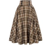 Falda de mujer cintura alta falda swing a cuadros moda de otoño e invierno cintura elástica a cuadros de mujer falda de línea A