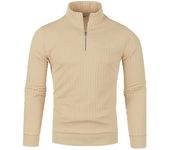 Men's autumn and winter long sleeved sweater, mid high collar with half zipper, women's knitted sweater