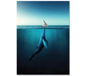 Blue Marine Poster Canvas Painting Whale Shark Manta Rays Surf Sea Wall Art Picture For Living Room Interior Painting Decor