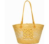 Luojia Straw Weaving Bag Women's 2025 New Knitted Vegetable Basket Large Capacity One-Shoulder Tote Bag Beach Vacation Beach Bag